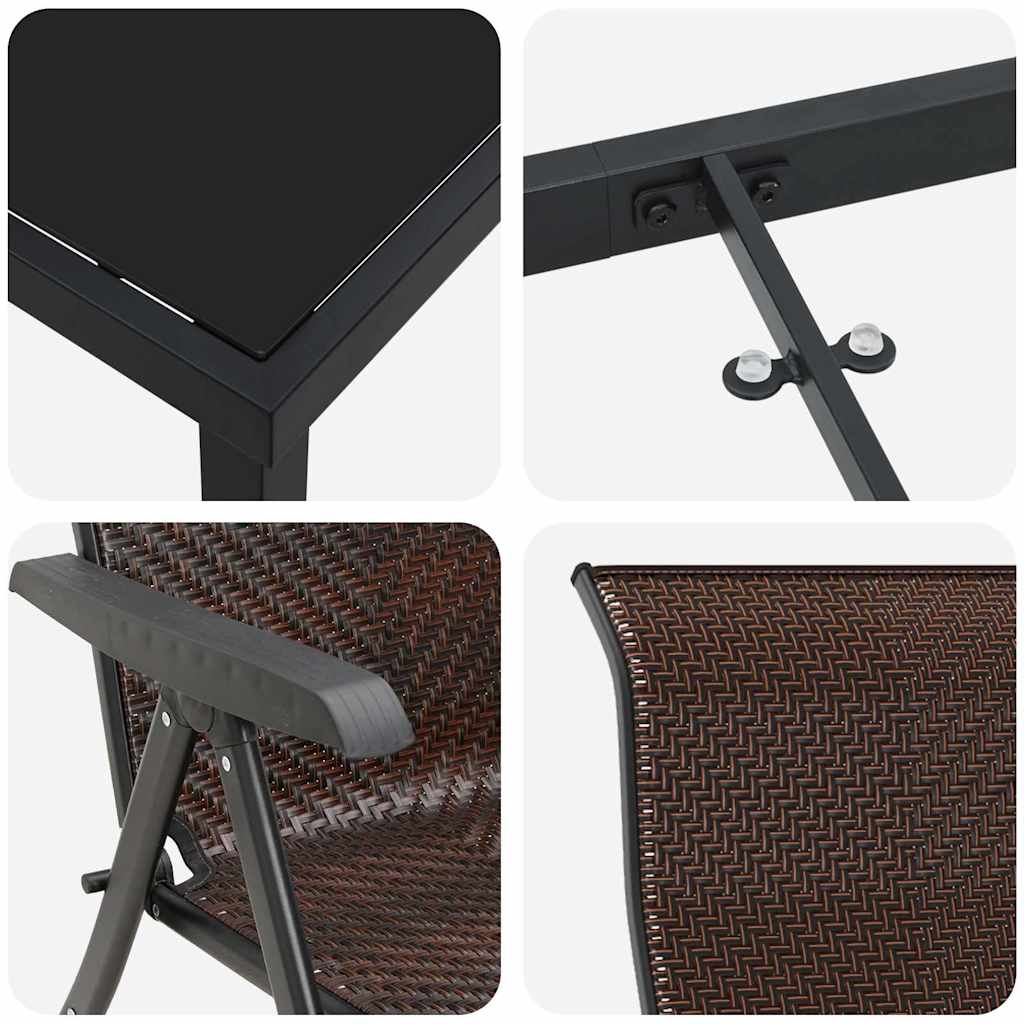 Tuin eettafelset 5 pcs Bruin Gepoedercoat staal is nu te koop bij PeponiXL, paradijselijk wonen!