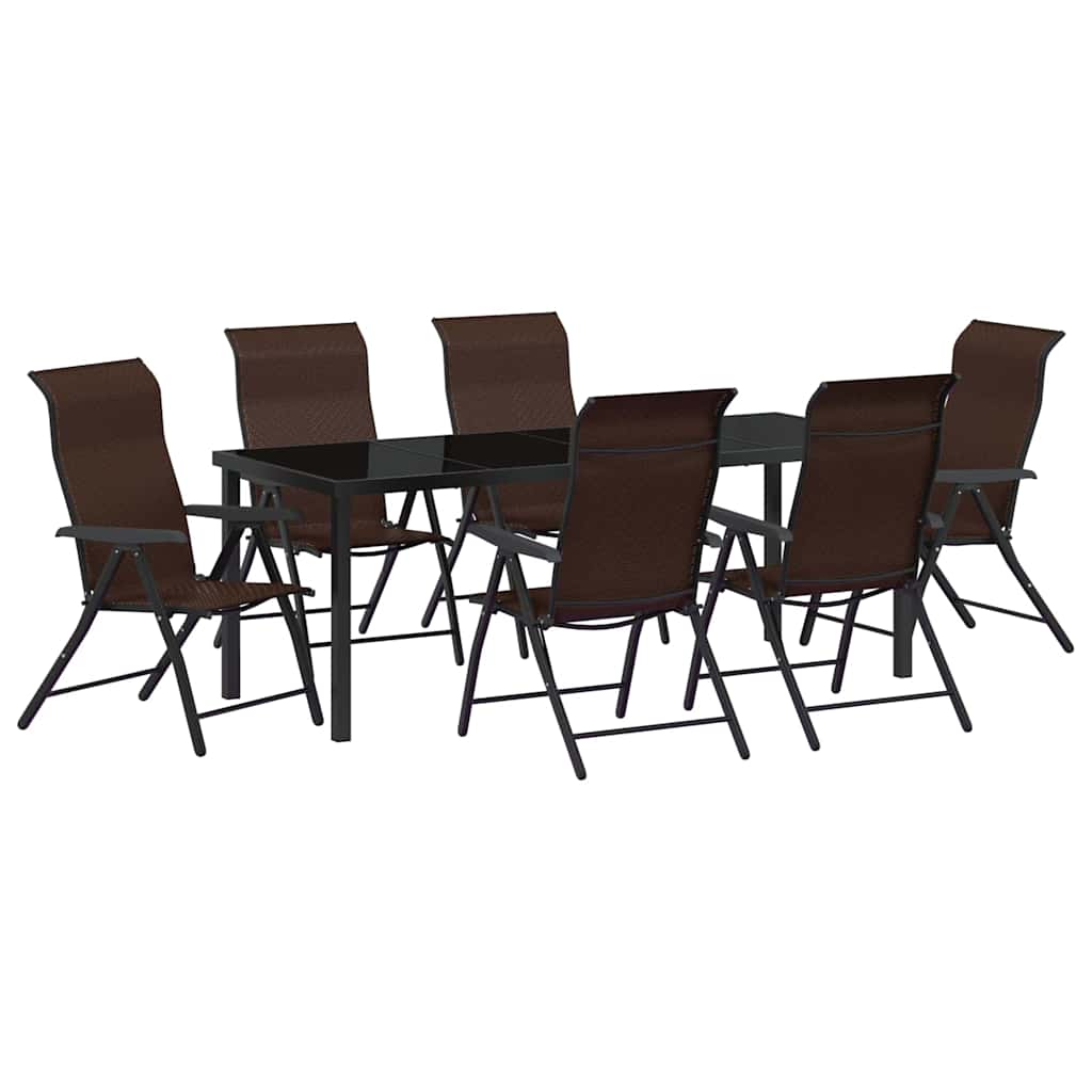 Tuin eettafelset 7 pcs Bruin Gepoedercoat staal is nu te koop bij PeponiXL, paradijselijk wonen!