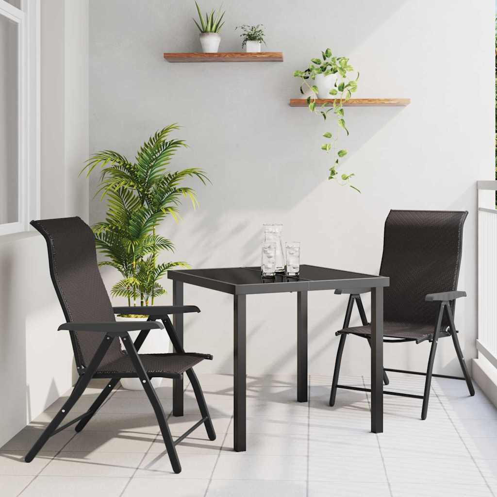 Tuin eettafelset 3 pcs Zwart Koffie Gepoedercoat staal is nu te koop bij PeponiXL, paradijselijk wonen!