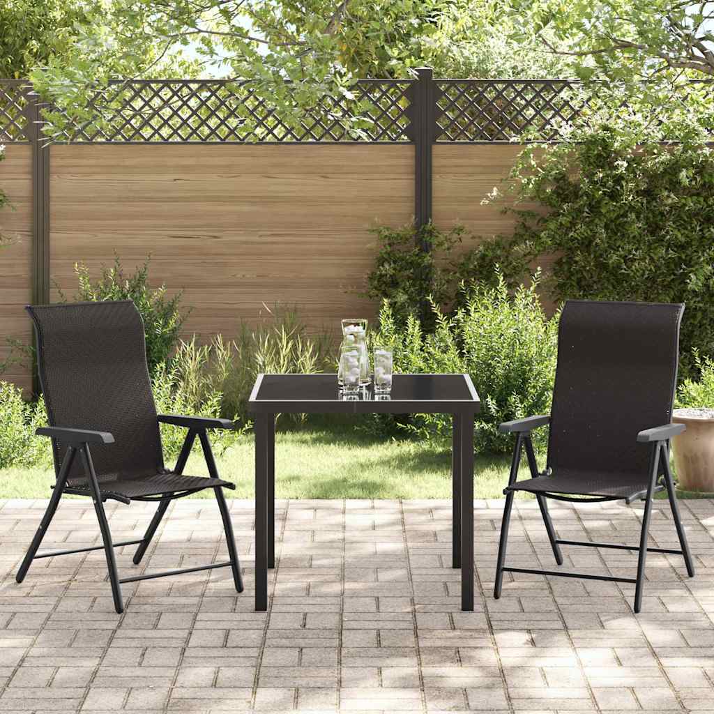 Tuin eettafelset 3 pcs Zwart Koffie Gepoedercoat staal is nu te koop bij PeponiXL, paradijselijk wonen!