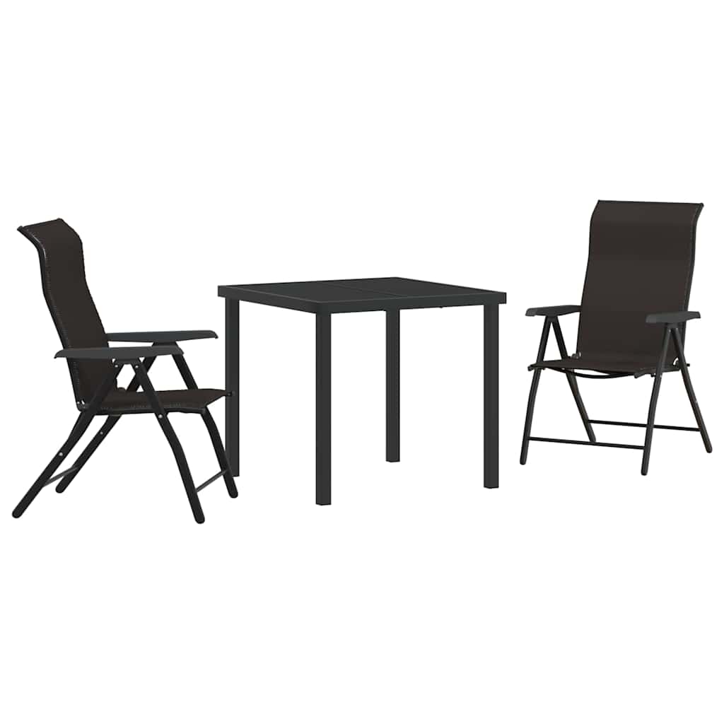 Tuin eettafelset 3 pcs Zwart Koffie Gepoedercoat staal is nu te koop bij PeponiXL, paradijselijk wonen!