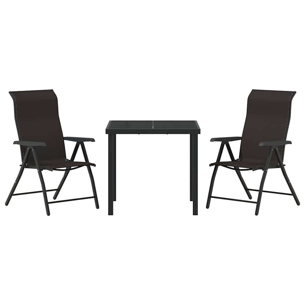Tuin eettafelset 3 pcs Zwart Koffie Gepoedercoat staal is nu te koop bij PeponiXL, paradijselijk wonen!