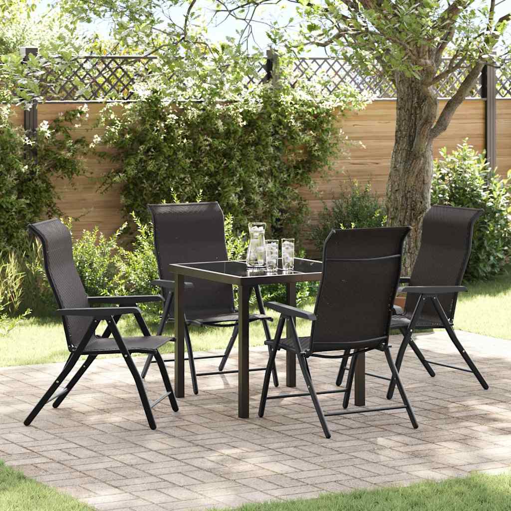 Tuin eettafelset 5 pcs Zwart Koffie Gepoedercoat staal is nu te koop bij PeponiXL, paradijselijk wonen!