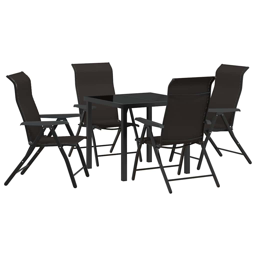 Tuin eettafelset 5 pcs Zwart Koffie Gepoedercoat staal is nu te koop bij PeponiXL, paradijselijk wonen!