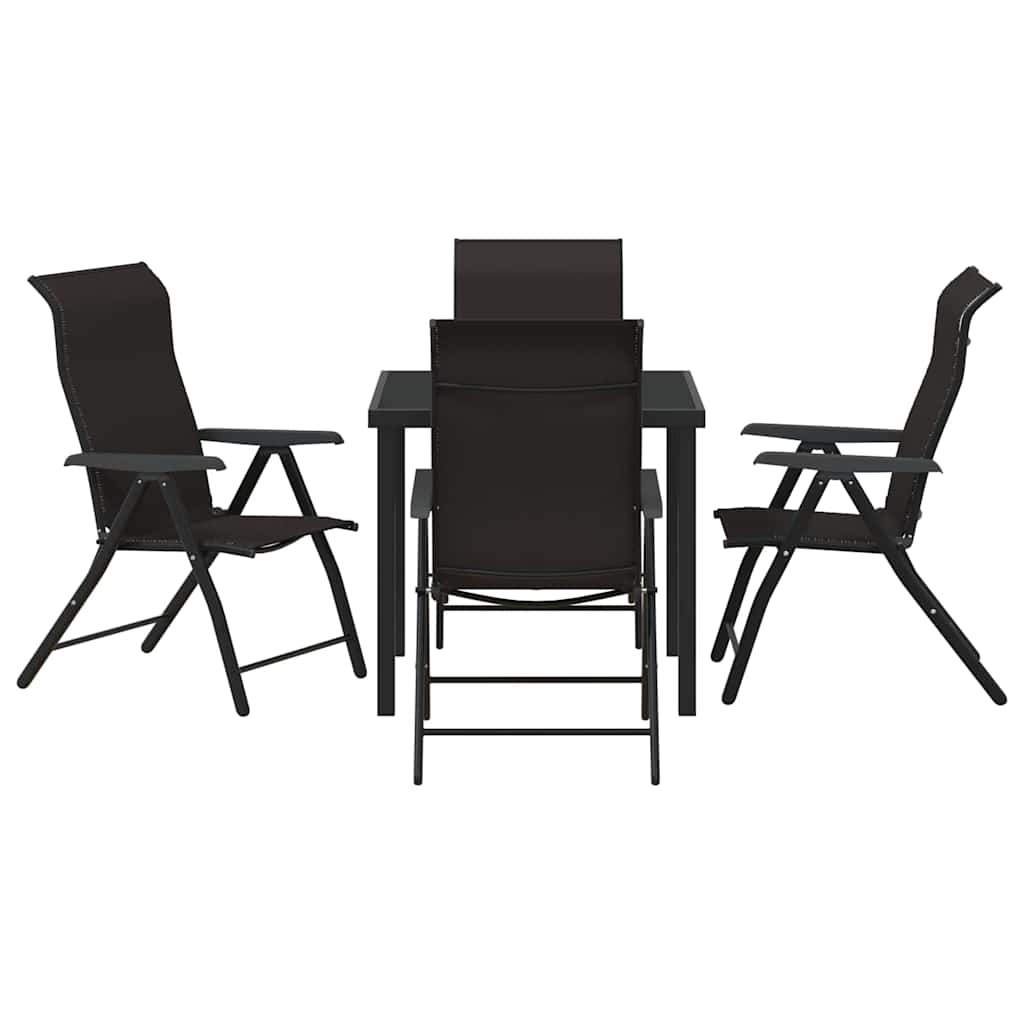 Tuin eettafelset 5 pcs Zwart Koffie Gepoedercoat staal is nu te koop bij PeponiXL, paradijselijk wonen!