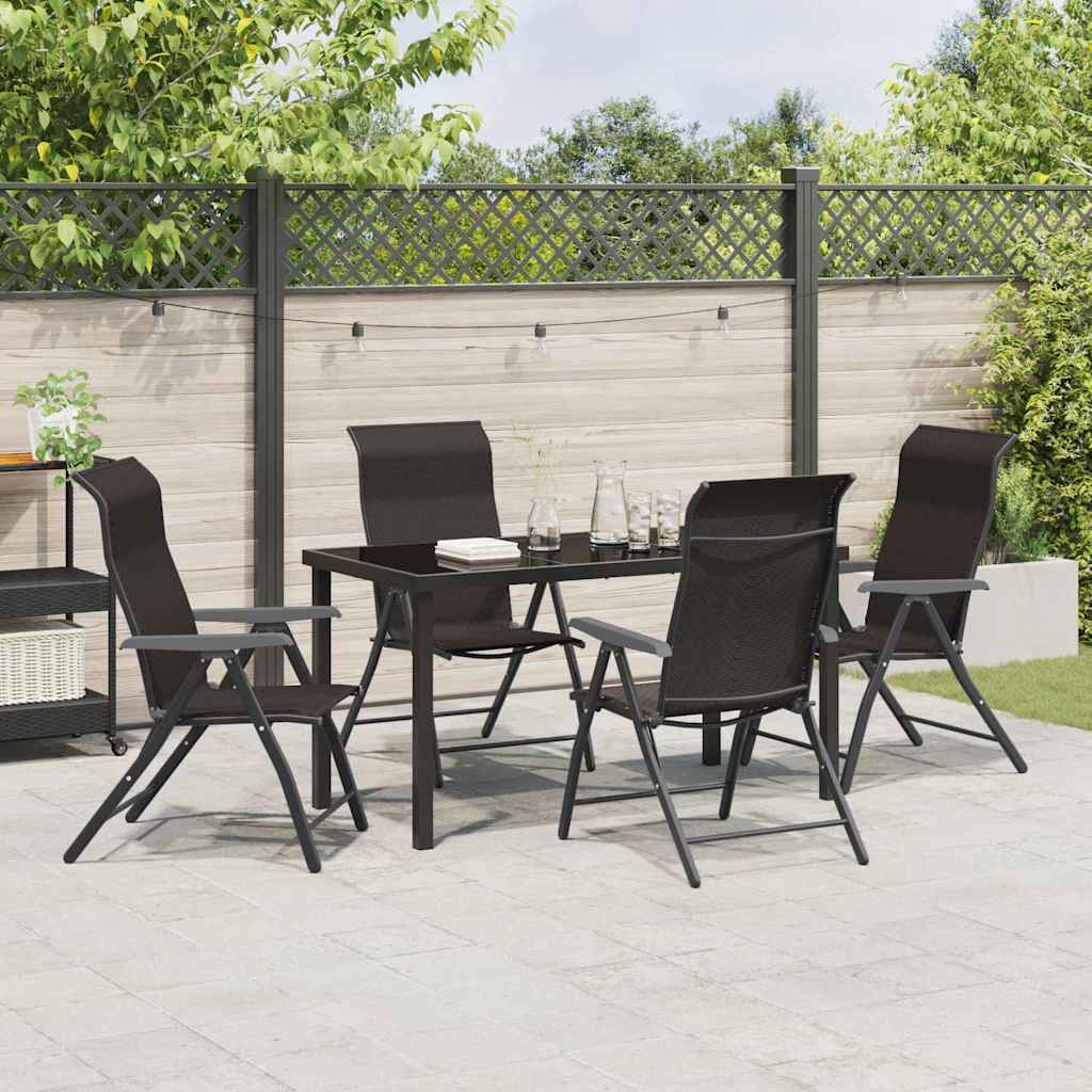 Tuin eettafelset 5 pcs Zwart Koffie Gepoedercoat staal is nu te koop bij PeponiXL, paradijselijk wonen!
