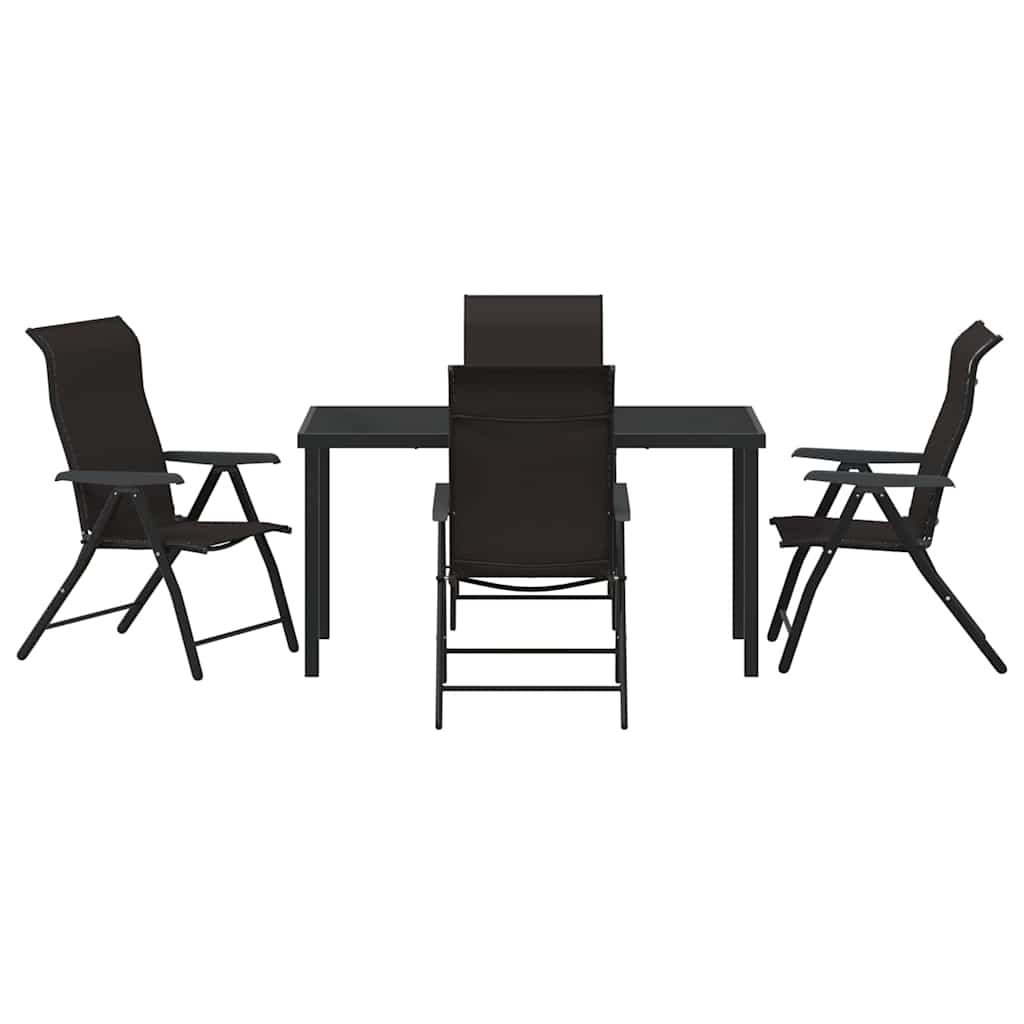 Tuin eettafelset 5 pcs Zwart Koffie Gepoedercoat staal is nu te koop bij PeponiXL, paradijselijk wonen!