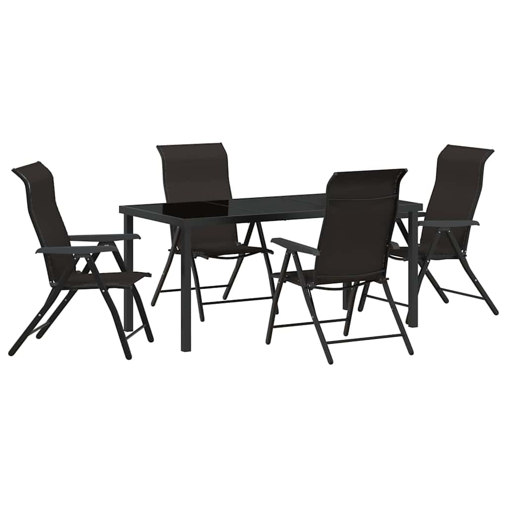Tuin eettafelset 5 pcs Zwart Koffie Gepoedercoat staal is nu te koop bij PeponiXL, paradijselijk wonen!