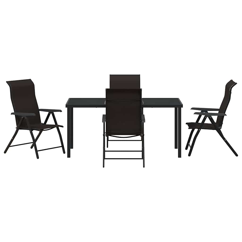 Tuin eettafelset 5 pcs Zwart Koffie Gepoedercoat staal is nu te koop bij PeponiXL, paradijselijk wonen!