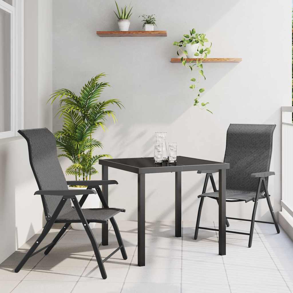 Tuin eettafelset 3 pcs Grijs Gepoedercoat staal is nu te koop bij PeponiXL, paradijselijk wonen!