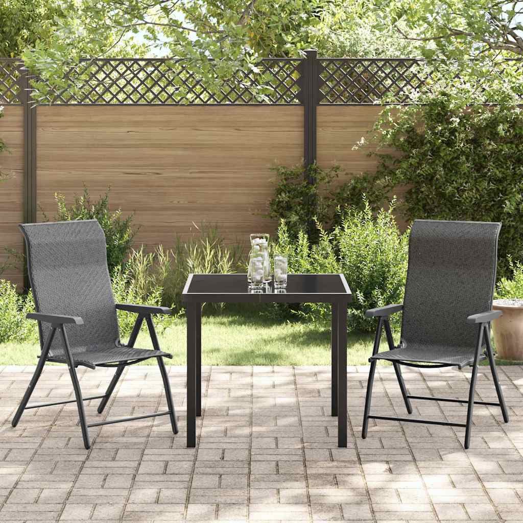 Tuin eettafelset 3 pcs Grijs Gepoedercoat staal is nu te koop bij PeponiXL, paradijselijk wonen!