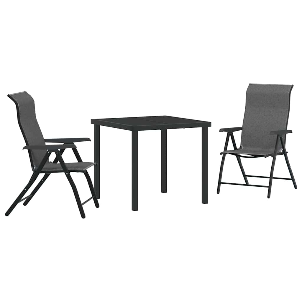 Tuin eettafelset 3 pcs Grijs Gepoedercoat staal is nu te koop bij PeponiXL, paradijselijk wonen!