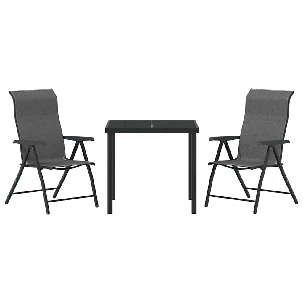 Tuin eettafelset 3 pcs Grijs Gepoedercoat staal is nu te koop bij PeponiXL, paradijselijk wonen!
