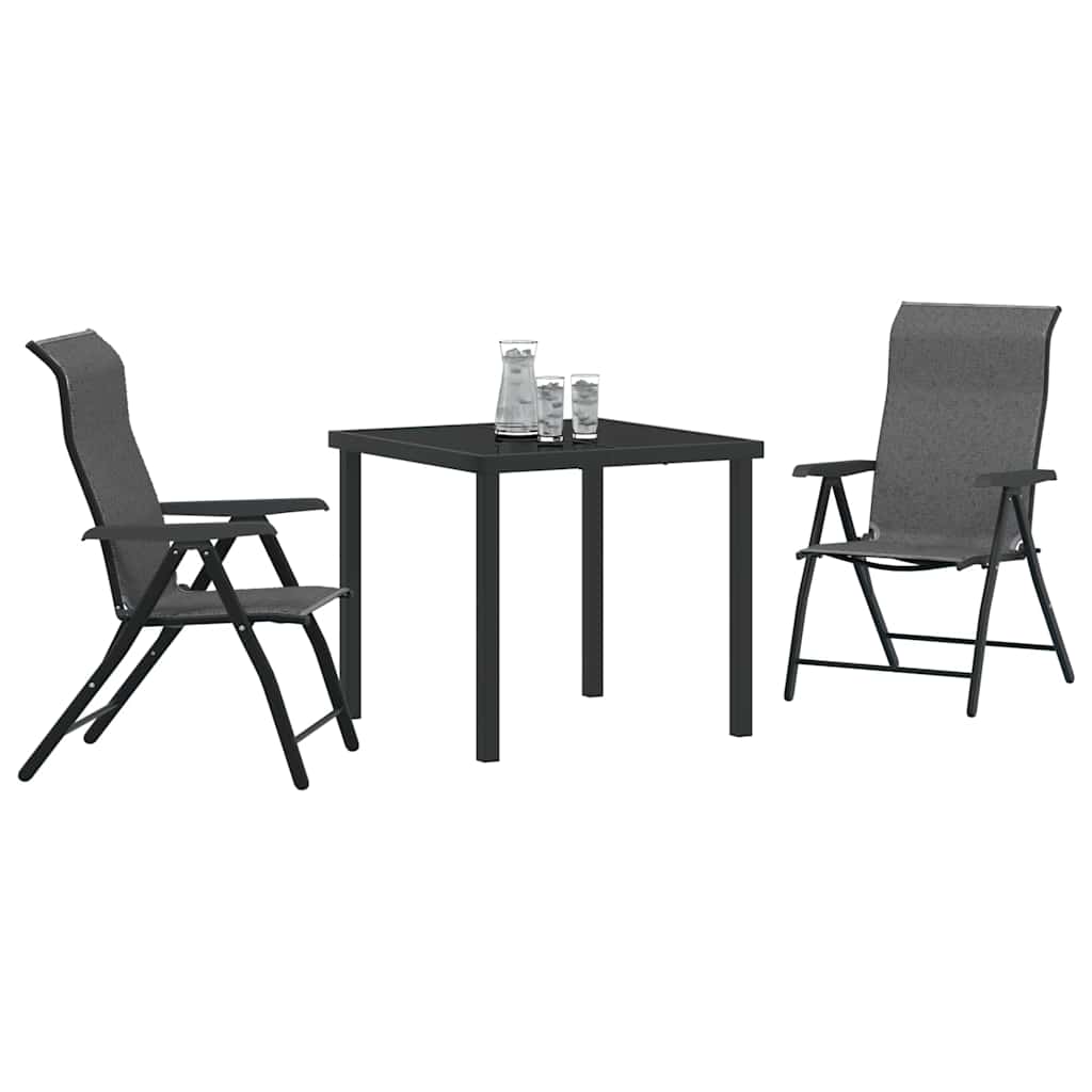 Tuin eettafelset 3 pcs Grijs Gepoedercoat staal is nu te koop bij PeponiXL, paradijselijk wonen!