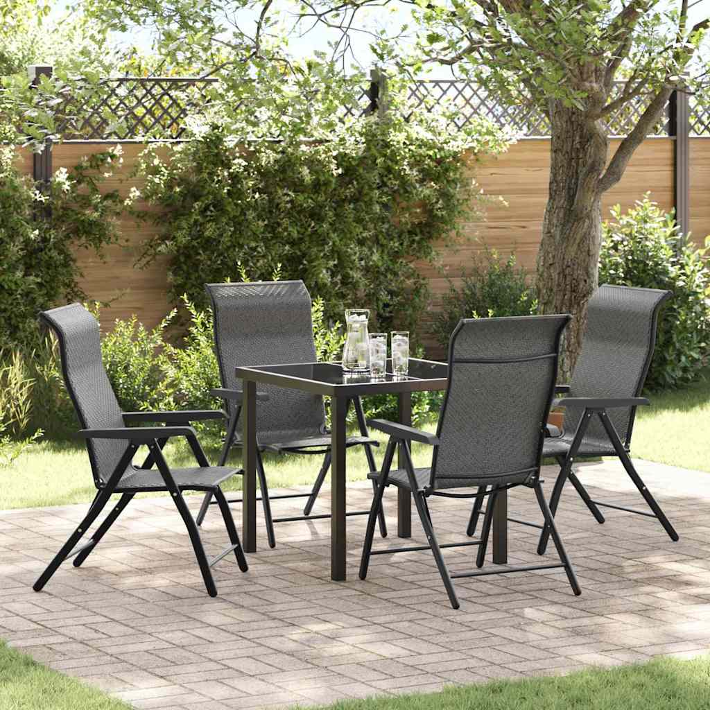 Tuin eettafelset 5 pcs Grijs Gepoedercoat staal is nu te koop bij PeponiXL, paradijselijk wonen!