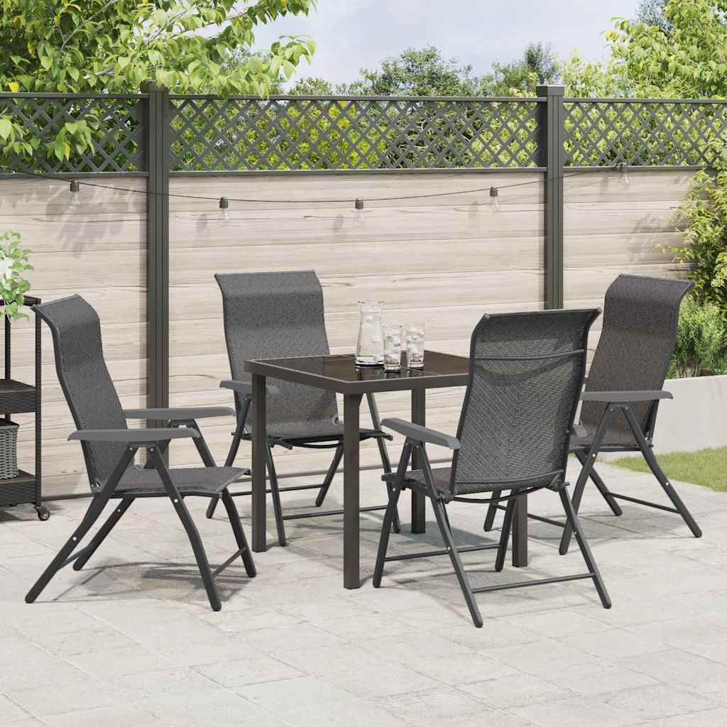 Tuin eettafelset 5 pcs Grijs Gepoedercoat staal is nu te koop bij PeponiXL, paradijselijk wonen!