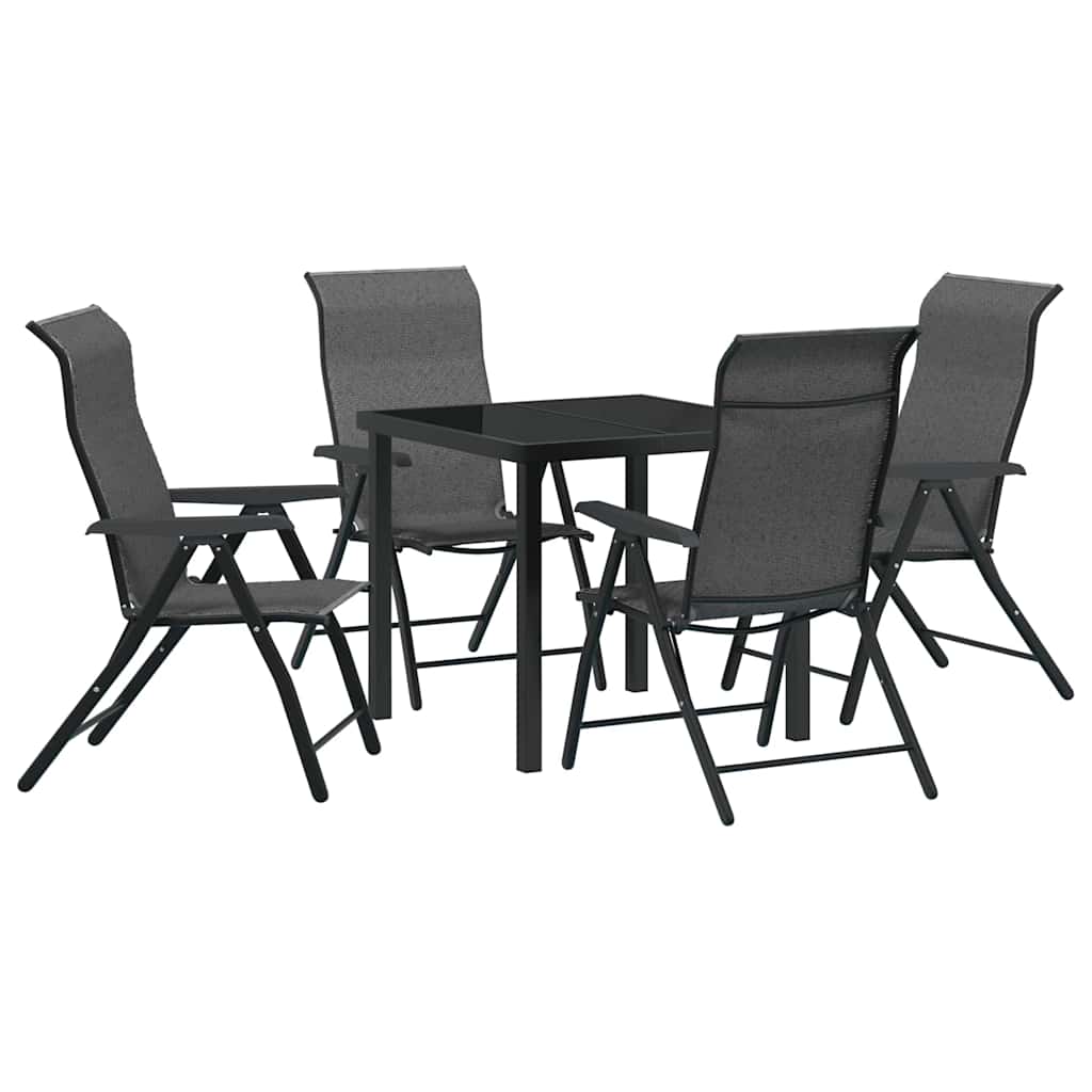 Tuin eettafelset 5 pcs Grijs Gepoedercoat staal is nu te koop bij PeponiXL, paradijselijk wonen!