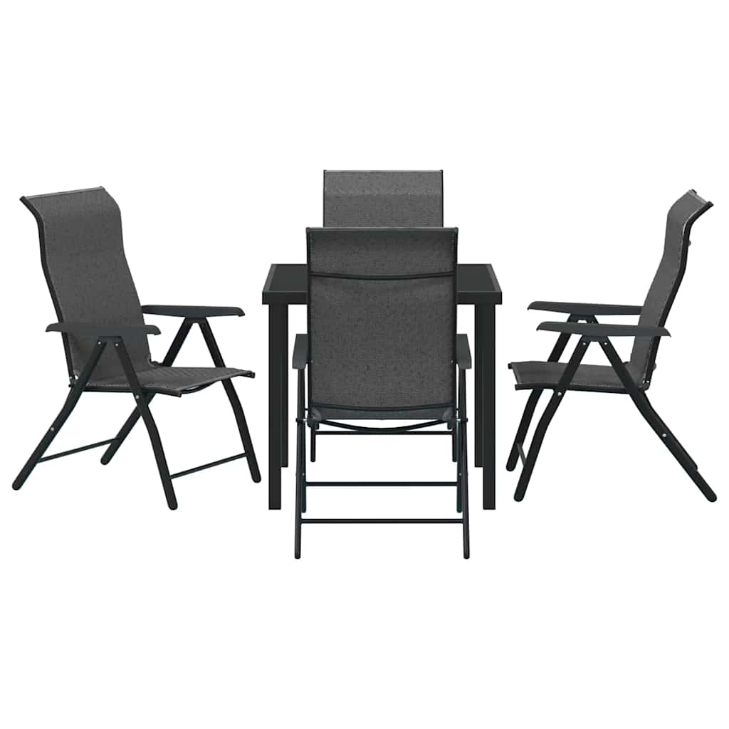 Tuin eettafelset 5 pcs Grijs Gepoedercoat staal is nu te koop bij PeponiXL, paradijselijk wonen!