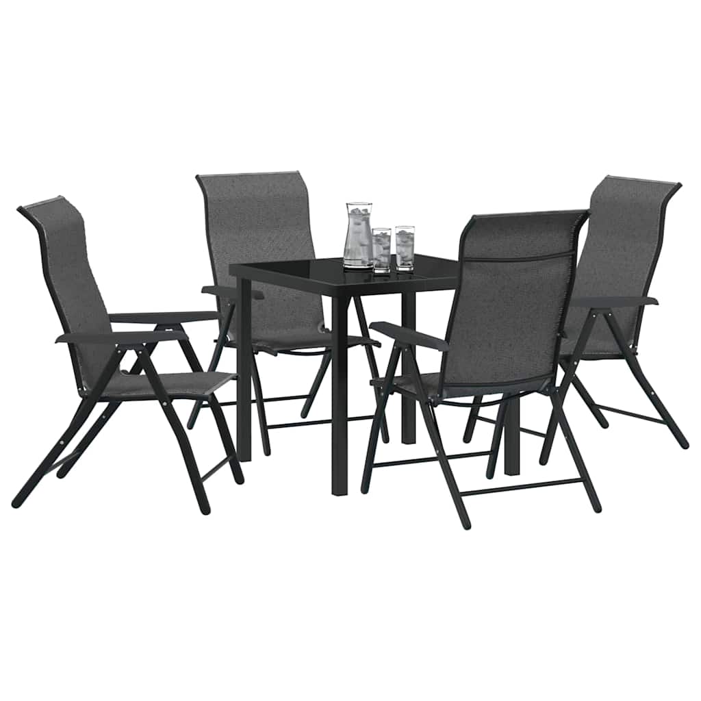 Tuin eettafelset 5 pcs Grijs Gepoedercoat staal is nu te koop bij PeponiXL, paradijselijk wonen!