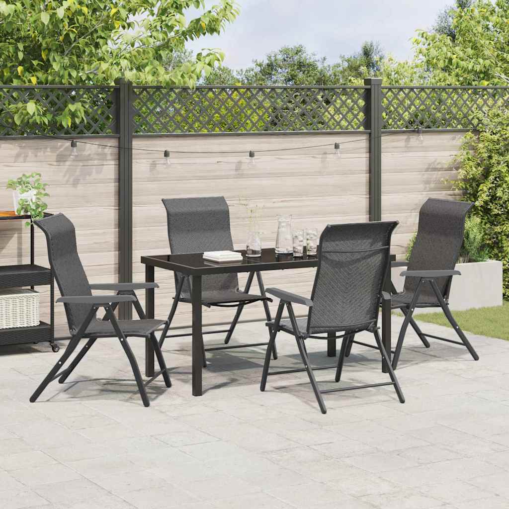 Tuin eettafelset 5 pcs Grijs Gepoedercoat staal is nu te koop bij PeponiXL, paradijselijk wonen!