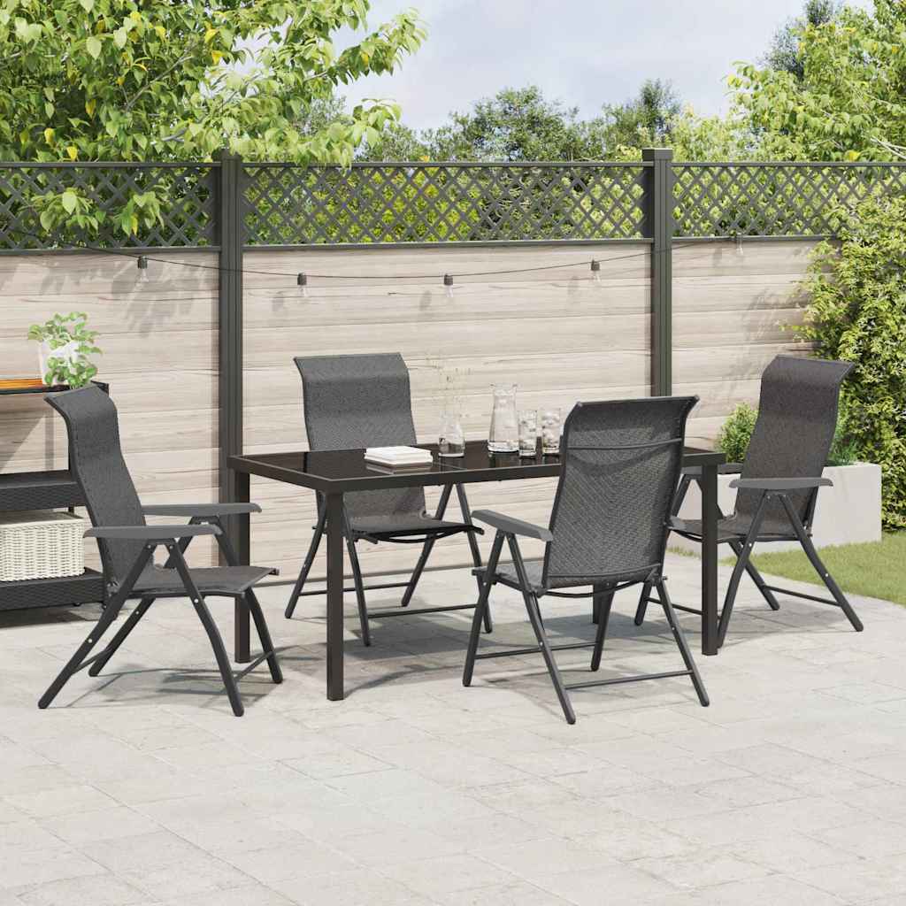 Tuin eettafelset 5 pcs Grijs Gepoedercoat staal is nu te koop bij PeponiXL, paradijselijk wonen!