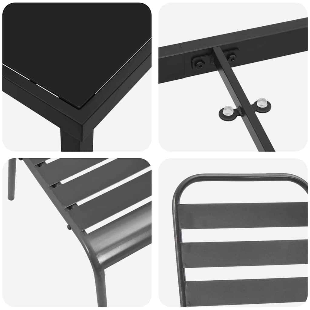 Tuin eettafelset 5 pcs Antraciet Gepoedercoat staal is nu te koop bij PeponiXL, paradijselijk wonen!