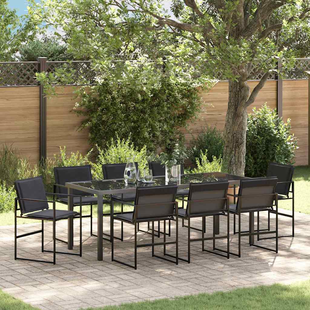 Tuin eettafelset 9 pcs Zwart 200 x 80 x 73 cm is nu te koop bij PeponiXL, paradijselijk wonen!