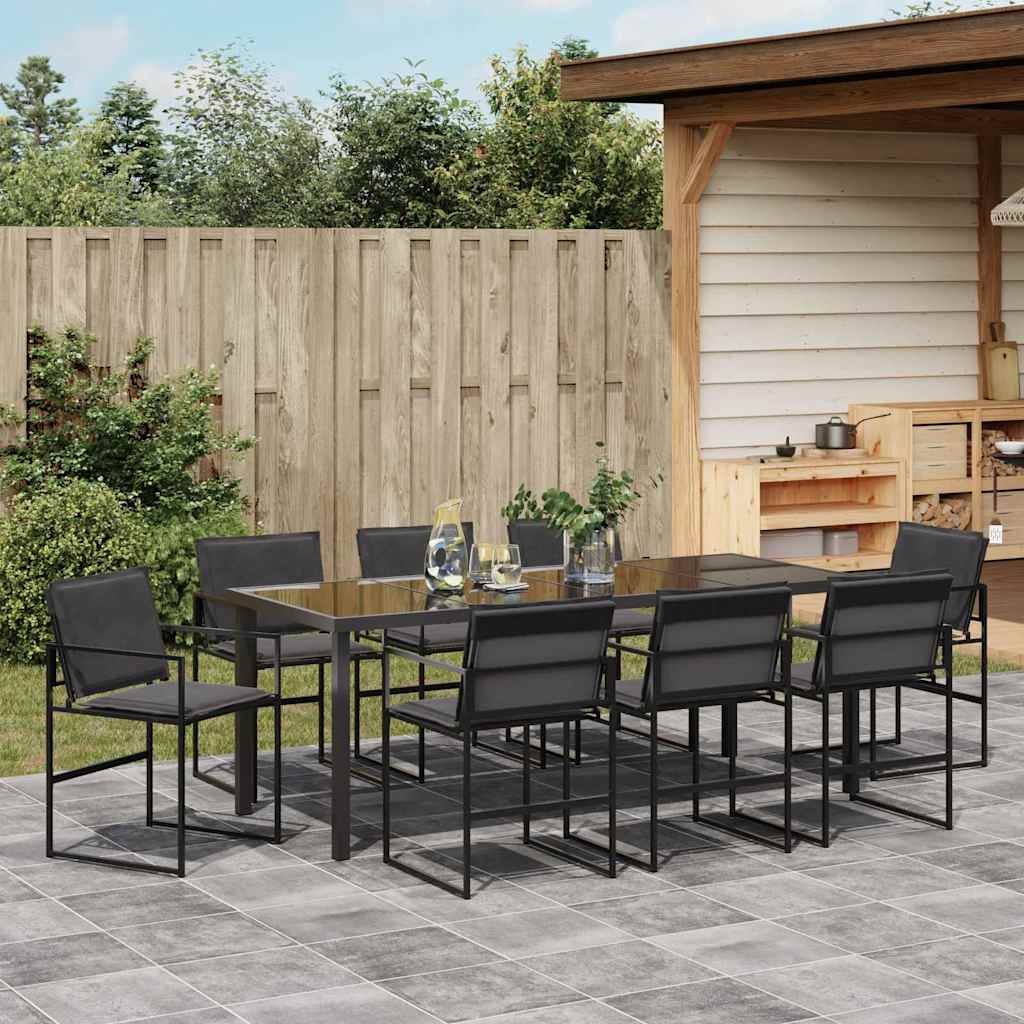 Tuin eettafelset 9 pcs Zwart 200 x 80 x 73 cm is nu te koop bij PeponiXL, paradijselijk wonen!