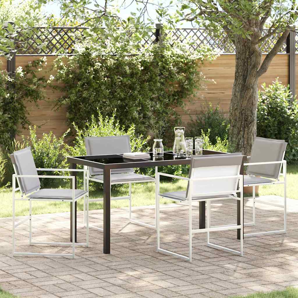 Tuin eettafelset 5 pcs Wit 140 x 70 x 73 cm Textilene en staal is nu te koop bij PeponiXL, paradijselijk wonen!