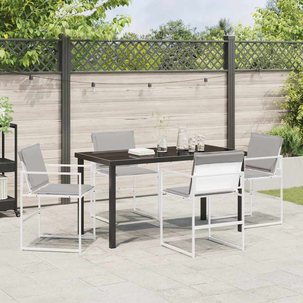 Tuin eettafelset 5 pcs Wit 140 x 70 x 73 cm Textilene en staal is nu te koop bij PeponiXL, paradijselijk wonen!