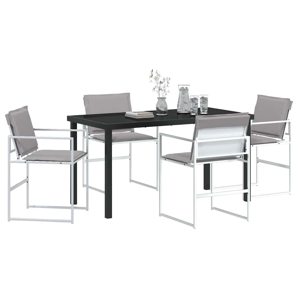 Tuin eettafelset 5 pcs Wit 140 x 70 x 73 cm Textilene en staal is nu te koop bij PeponiXL, paradijselijk wonen!