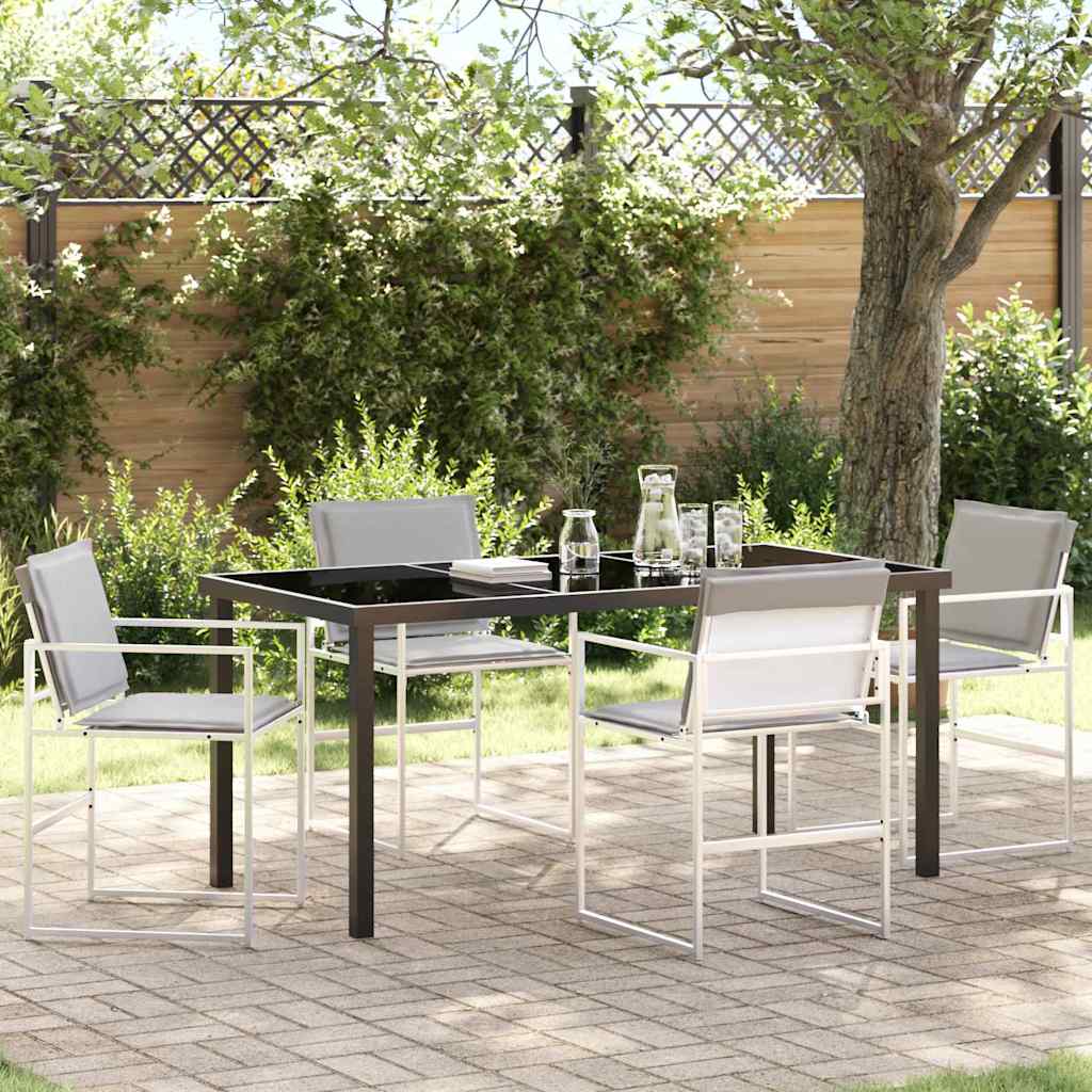 Tuin eettafelset 5 pcs Wit 160 x 80 x 73 cm Textilene en staal is nu te koop bij PeponiXL, paradijselijk wonen!