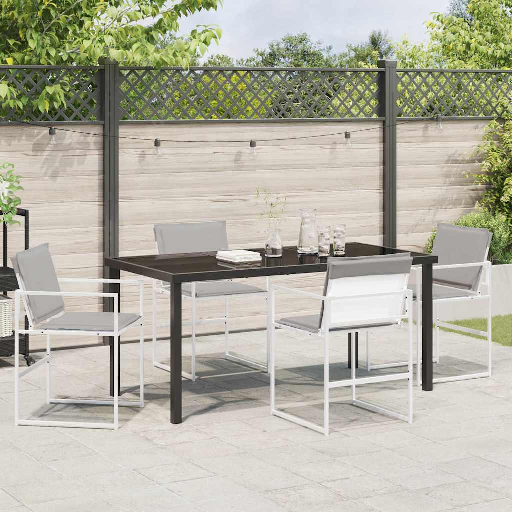 Tuin eettafelset 5 pcs Wit 160 x 80 x 73 cm Textilene en staal is nu te koop bij PeponiXL, paradijselijk wonen!