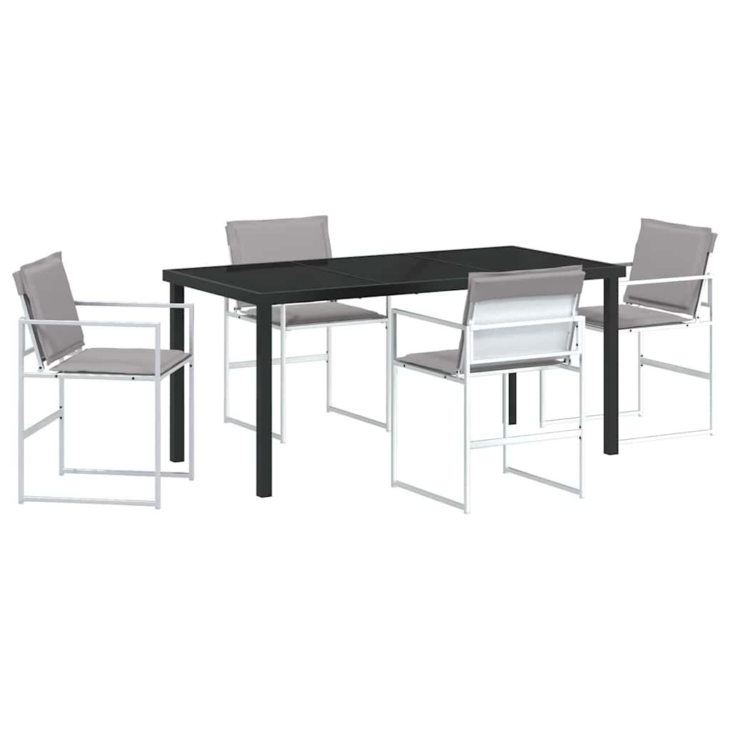 Tuin eettafelset 5 pcs Wit 160 x 80 x 73 cm Textilene en staal is nu te koop bij PeponiXL, paradijselijk wonen!