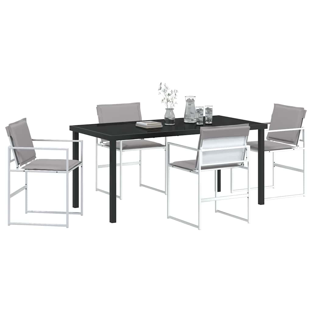 Tuin eettafelset 5 pcs Wit 160 x 80 x 73 cm Textilene en staal is nu te koop bij PeponiXL, paradijselijk wonen!