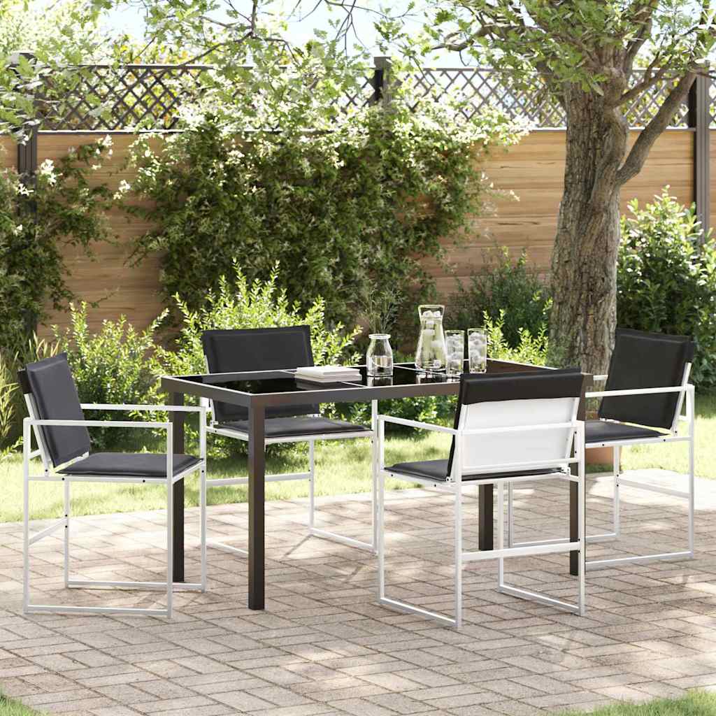 Tuin eettafelset 5 pcs Wit 140 x 70 x 73 cm Textilene en staal is nu te koop bij PeponiXL, paradijselijk wonen!