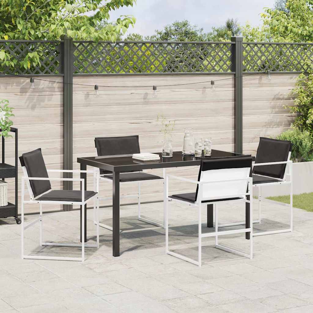Tuin eettafelset 5 pcs Wit 140 x 70 x 73 cm Textilene en staal is nu te koop bij PeponiXL, paradijselijk wonen!