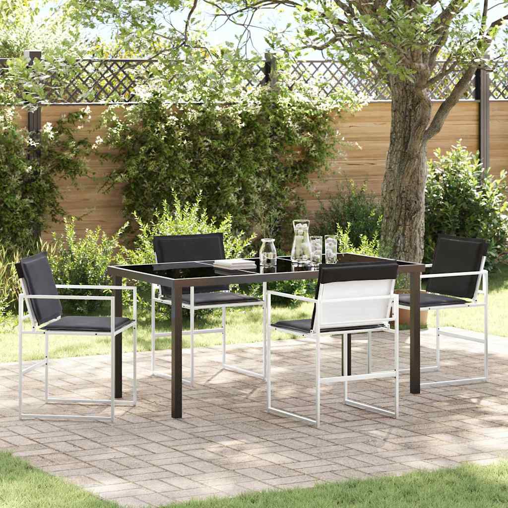 Tuin eettafelset 5 pcs Wit Textilene en staal is nu te koop bij PeponiXL, paradijselijk wonen!