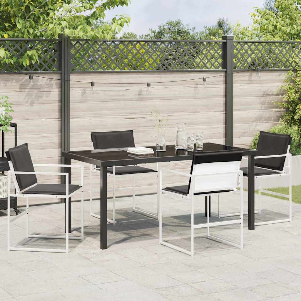 Tuin eettafelset 5 pcs Wit Textilene en staal is nu te koop bij PeponiXL, paradijselijk wonen!