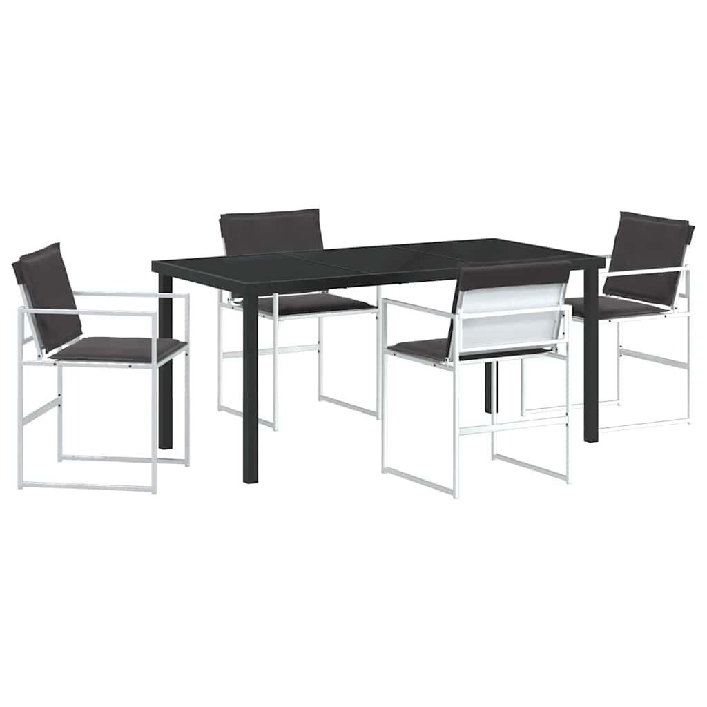 Tuin eettafelset 5 pcs Wit Textilene en staal is nu te koop bij PeponiXL, paradijselijk wonen!