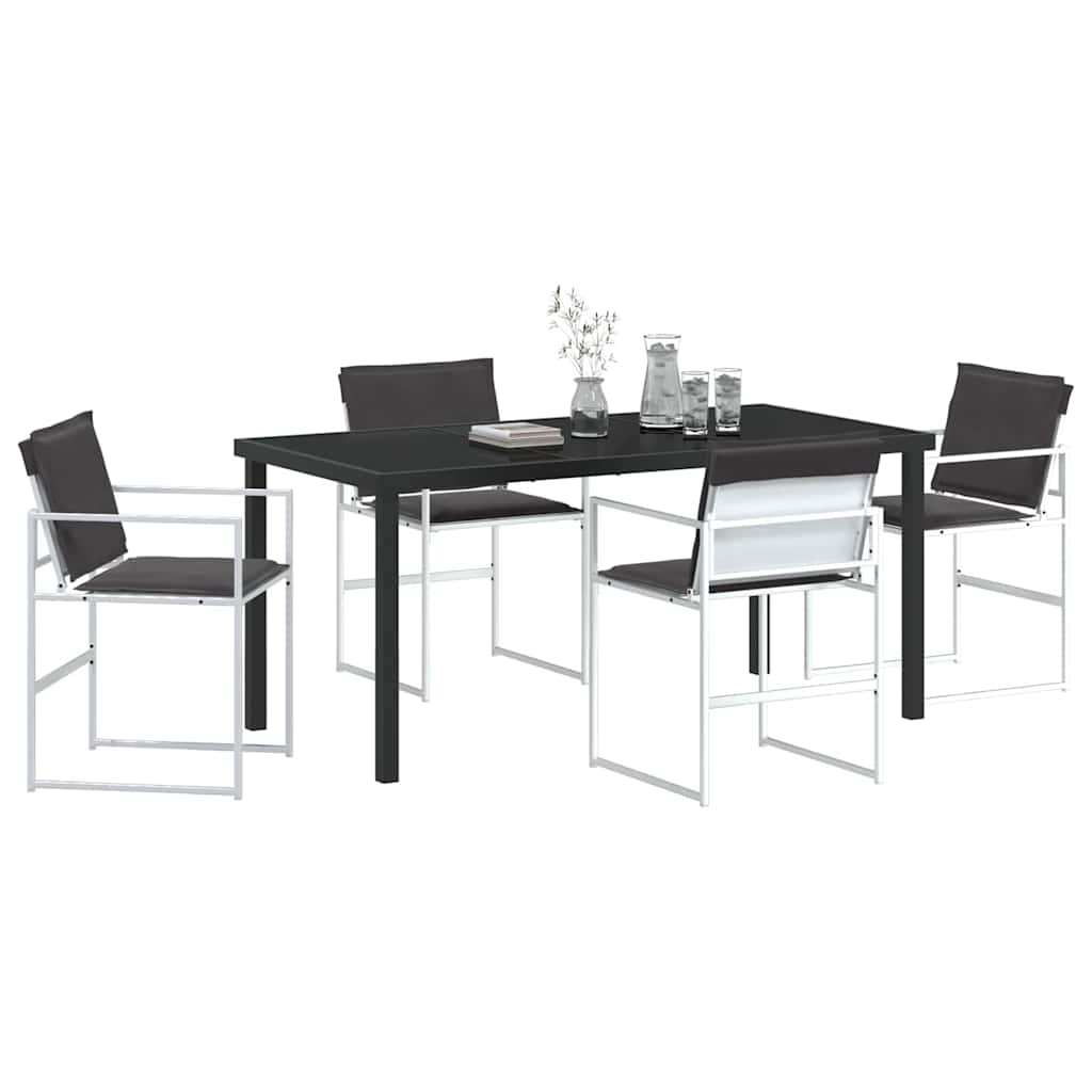 Tuin eettafelset 5 pcs Wit Textilene en staal is nu te koop bij PeponiXL, paradijselijk wonen!