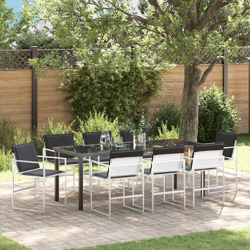 Tuin eettafelset 9 pcs Wit 200 x 80 x 73 cm Textilene en staal is nu te koop bij PeponiXL, paradijselijk wonen!