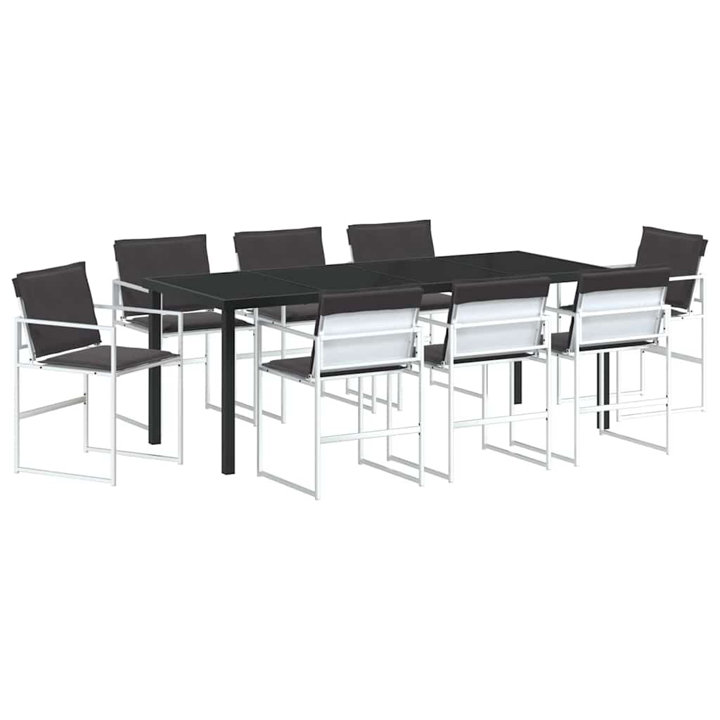 Tuin eettafelset 9 pcs Wit 200 x 80 x 73 cm Textilene en staal is nu te koop bij PeponiXL, paradijselijk wonen!