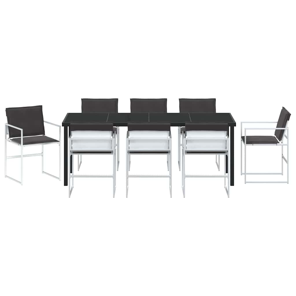 Tuin eettafelset 9 pcs Wit 200 x 80 x 73 cm Textilene en staal is nu te koop bij PeponiXL, paradijselijk wonen!