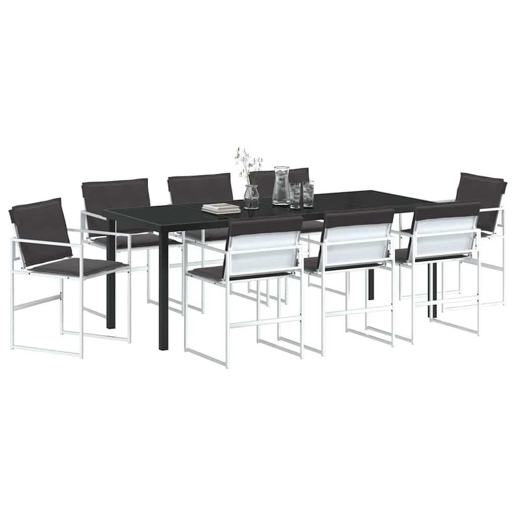 Tuin eettafelset 9 pcs Wit 200 x 80 x 73 cm Textilene en staal is nu te koop bij PeponiXL, paradijselijk wonen!