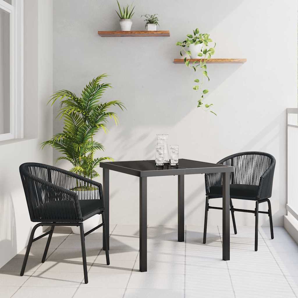Tuin eettafelset 3 pcs Zwart Gepoedercoat staal is nu te koop bij PeponiXL, paradijselijk wonen!