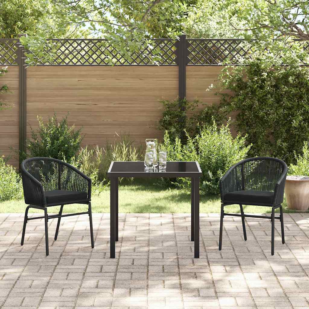 Tuin eettafelset 3 pcs Zwart Gepoedercoat staal is nu te koop bij PeponiXL, paradijselijk wonen!