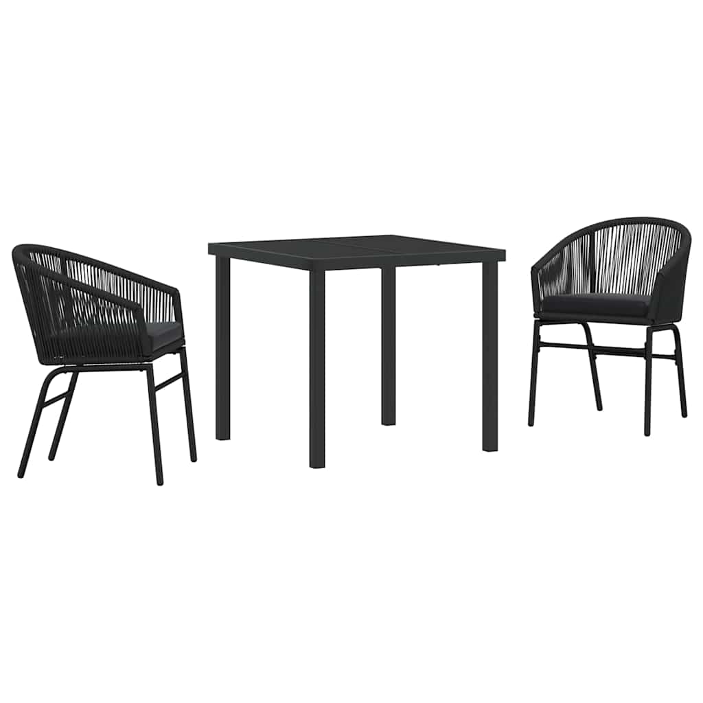Tuin eettafelset 3 pcs Zwart Gepoedercoat staal is nu te koop bij PeponiXL, paradijselijk wonen!