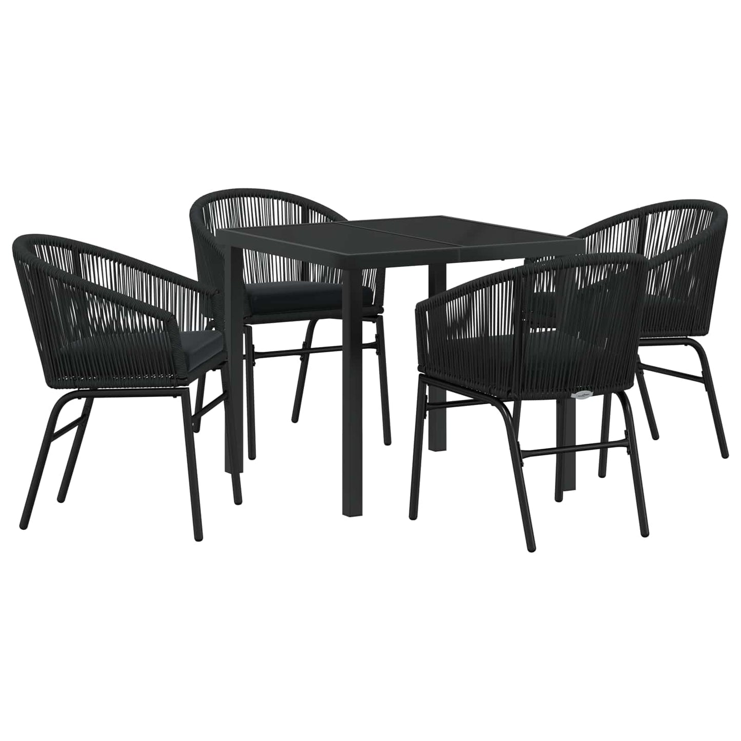 Tuin eettafelset 5 pcs Zwart Gepoedercoat staal is nu te koop bij PeponiXL, paradijselijk wonen!