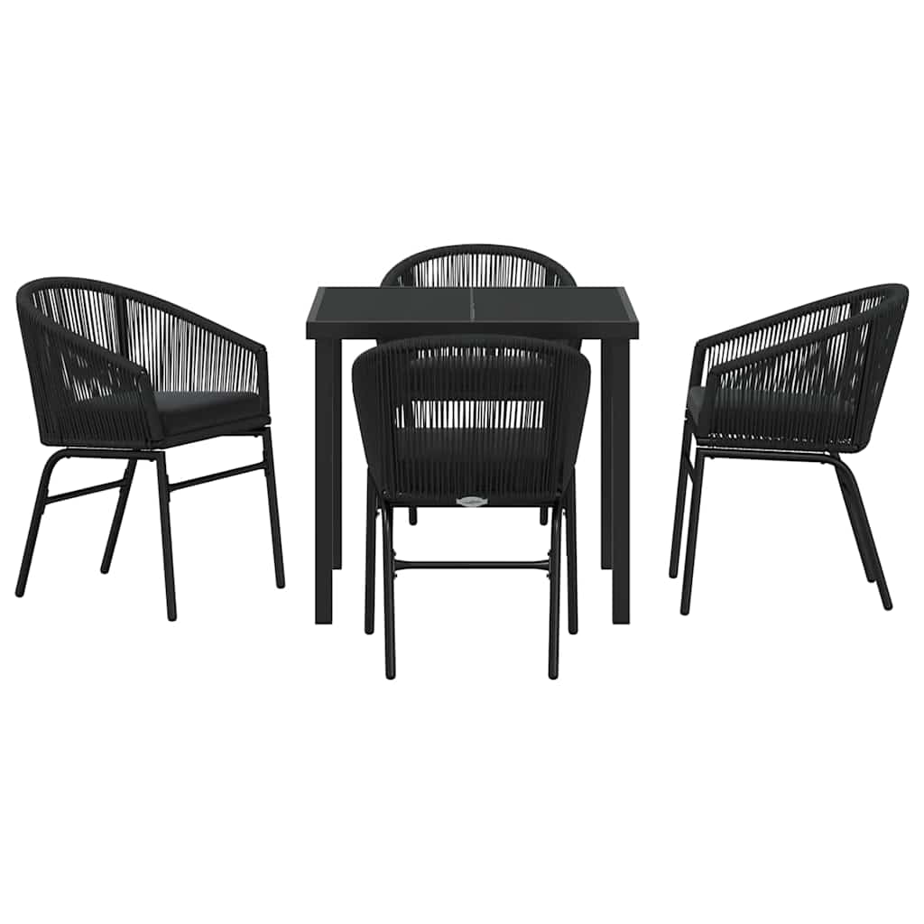Tuin eettafelset 5 pcs Zwart Gepoedercoat staal is nu te koop bij PeponiXL, paradijselijk wonen!